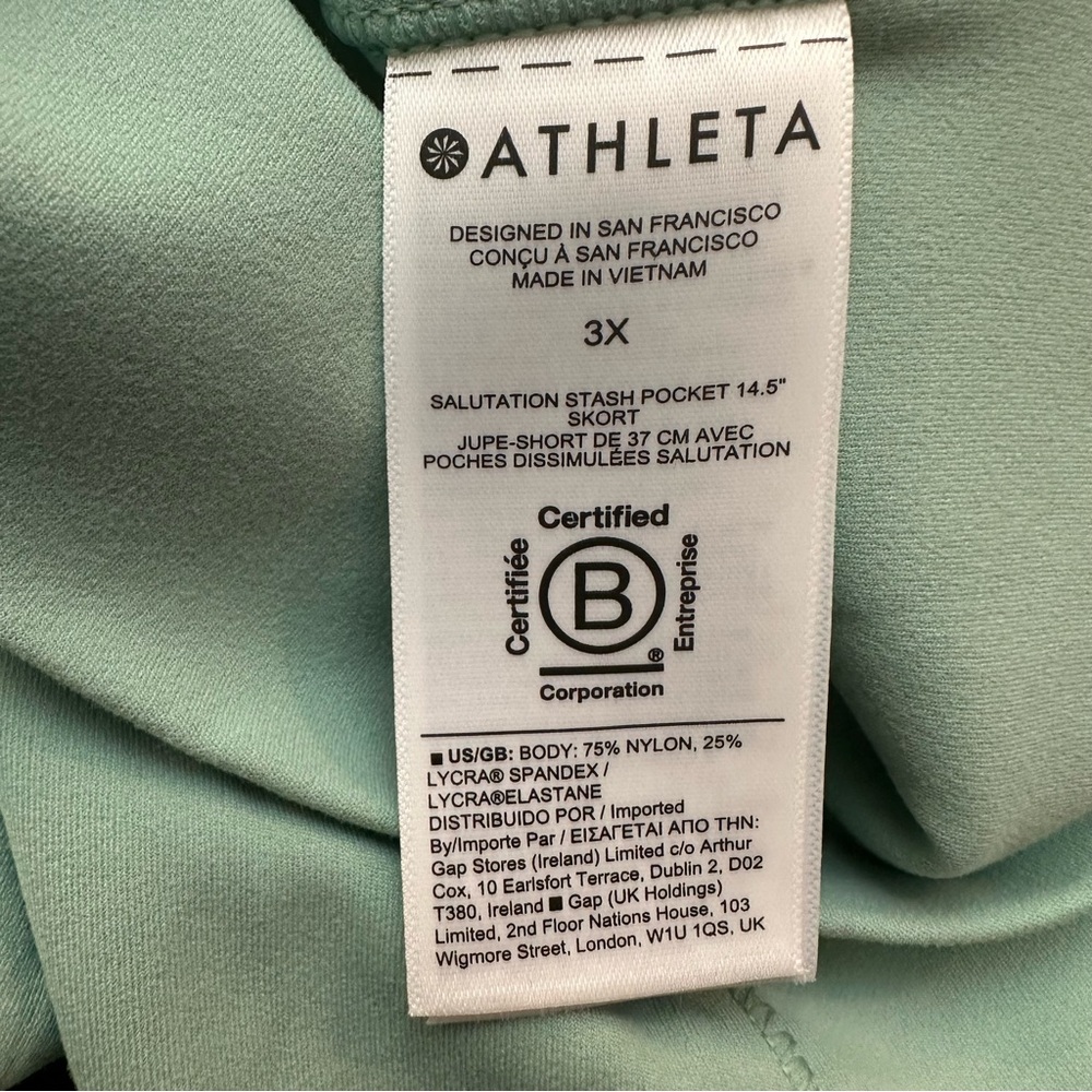Athleta Stash Pocket Shorts Tennis Golf Skort Womens Size 3X Green - Picture 5 of 6